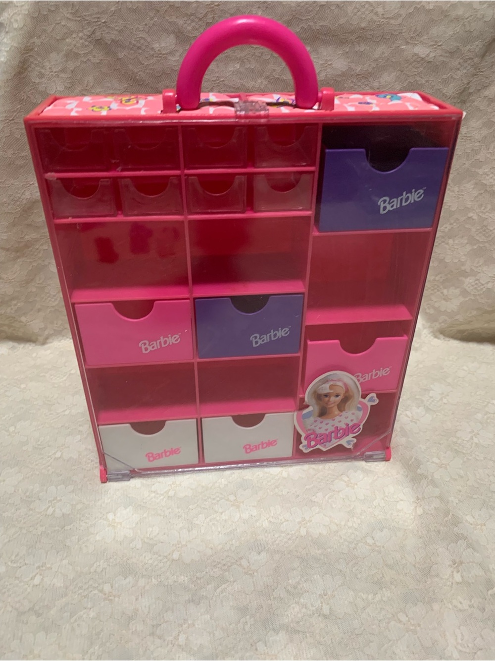 Vtg Barbie Closet 1993 Mattel Tara Toy Closet Storage Pink Carrying Case Drawer